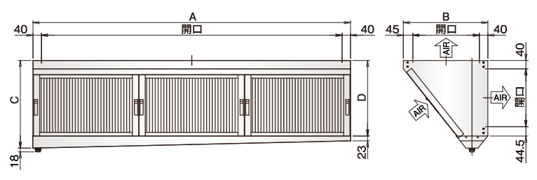 【ホーコス】ステンレス製業務用厨房用グリースフィルター(高風量Vフィルター)片面3連式　FSVH3-530S